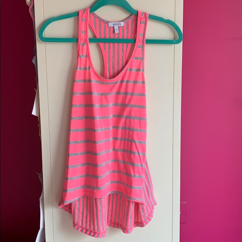 Pink and gray stripped tank top